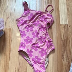 Floral Pink Kids Swim One Piece